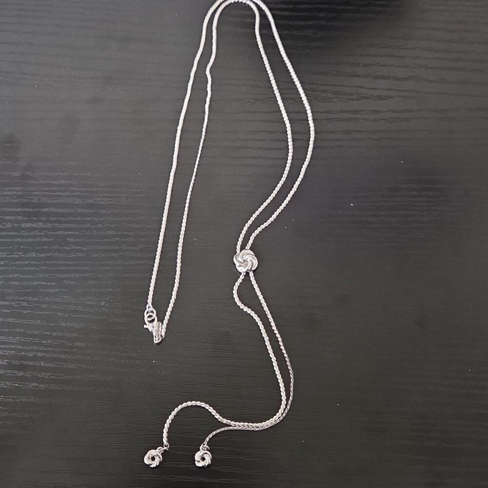 Monet Silver Tone 18 Inch Lariat Necklace Knotted detail Chain Jewelry